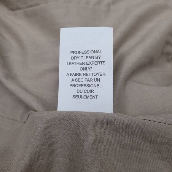 Vince Tan Asymmetric Zip Leather Jacket in Natural Sz M Mock Neck Buttery Soft - Picture 8 of 12